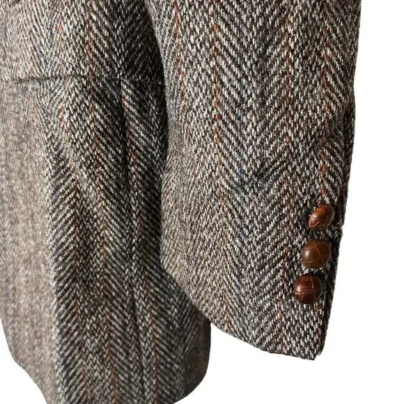 Harris Tweed Scottish Wool Vintage Woven Blazer Sport Coat Mens 42R Woven Brown - Picture 15 of 15